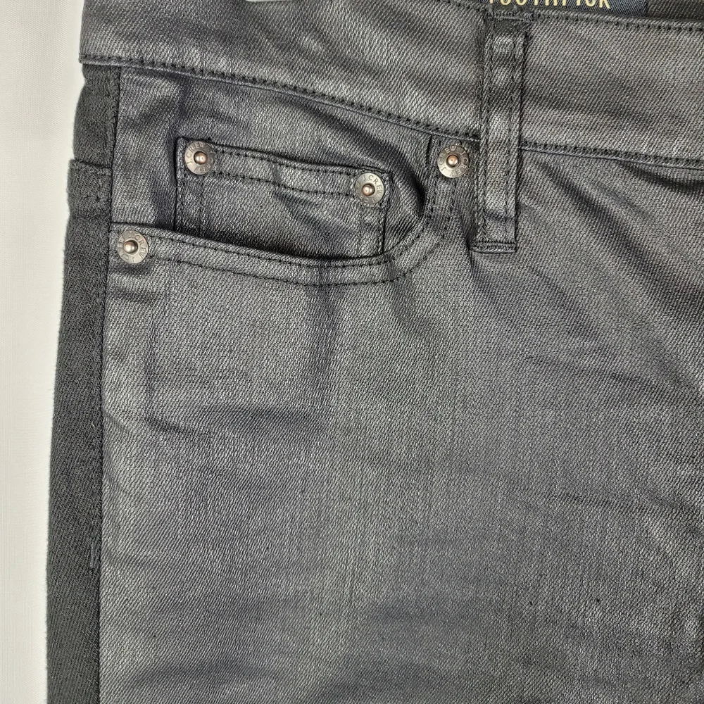 J. Crew Black Coated Front Denim Toothpick Skinny Jeans Womens Size 30